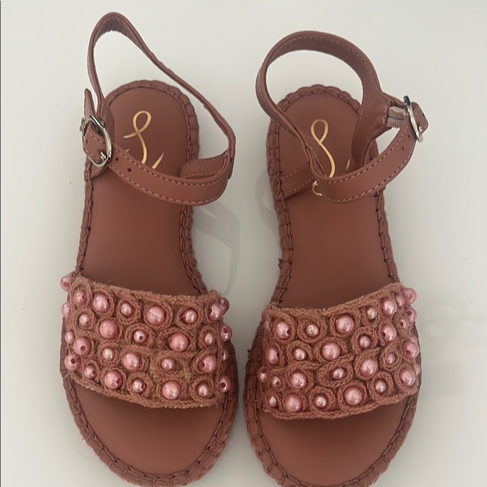 Brand New- Sam Edelman Brown and Pink Sandals with Decorative Embellishments